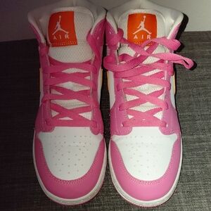 Nike Kids Sneakers in Pink and White with Orange Accents